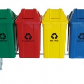 CONJUNTO PARA COLETA SELETIVA C/ 4 CESTOS DE 60L